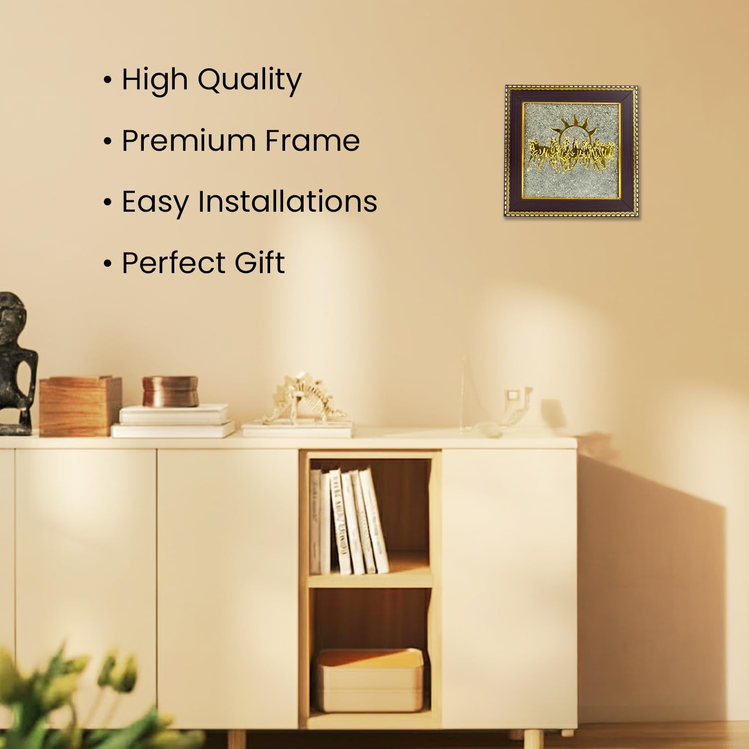 7 Horses on Raw Pyrite Frame