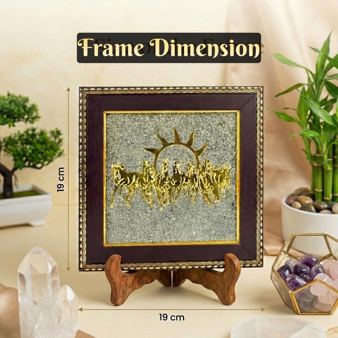 7 Horses on Raw Pyrite Frame - Seven Horses Vastu Painting for Wall Vastu