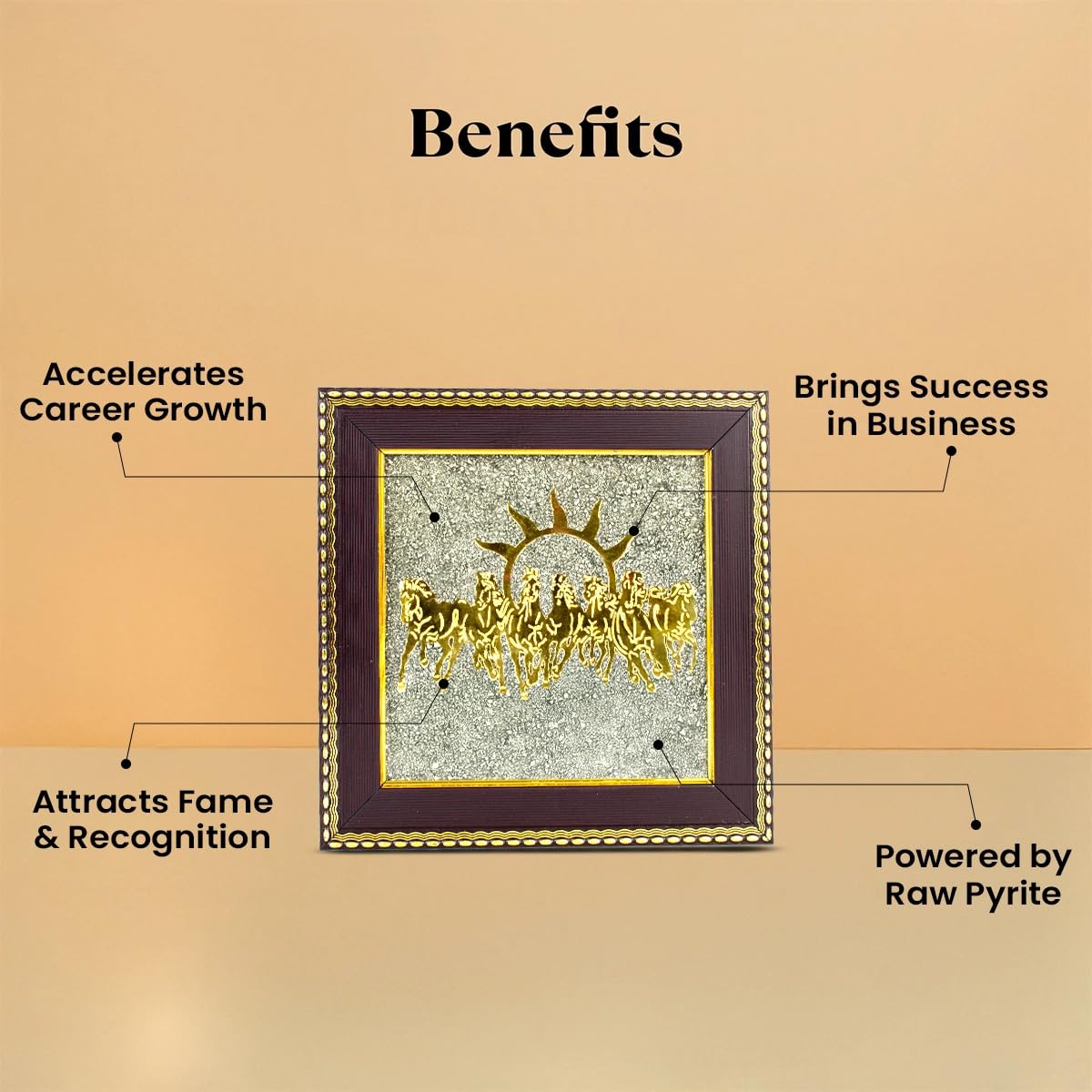 7 Horses on Raw Pyrite Frame