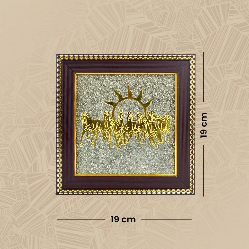 7 Horses on Raw Pyrite Frame