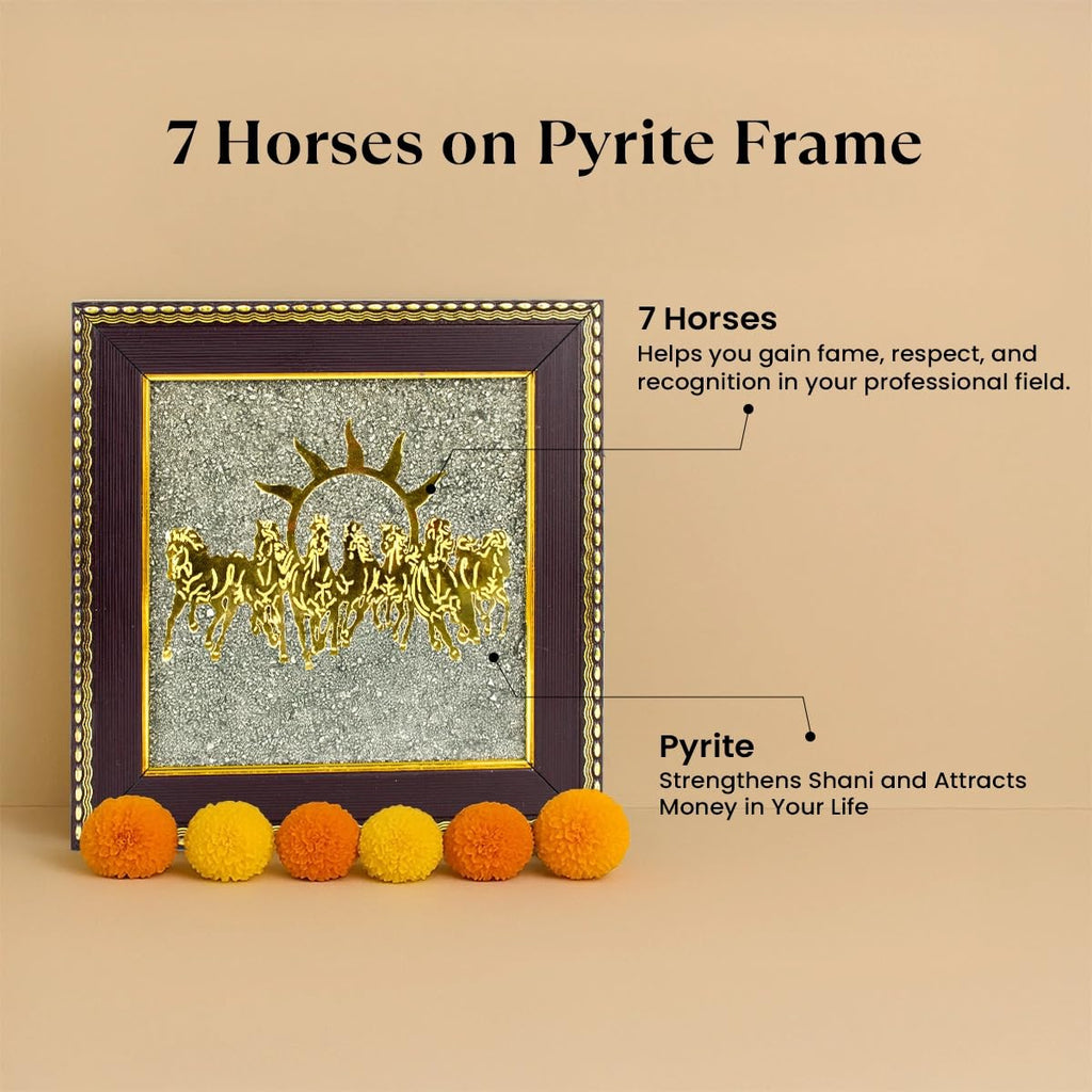 7 Horses on Raw Pyrite Frame