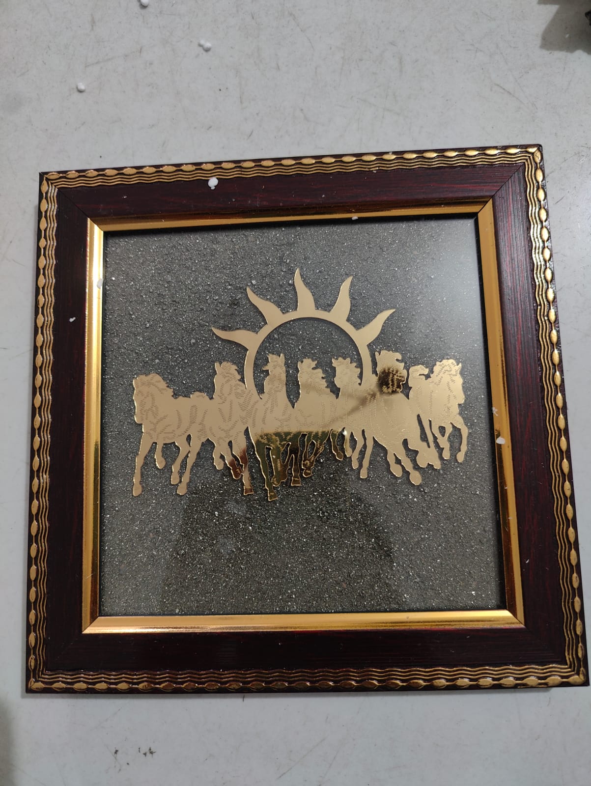 7 Horses on Raw Pyrite Frame