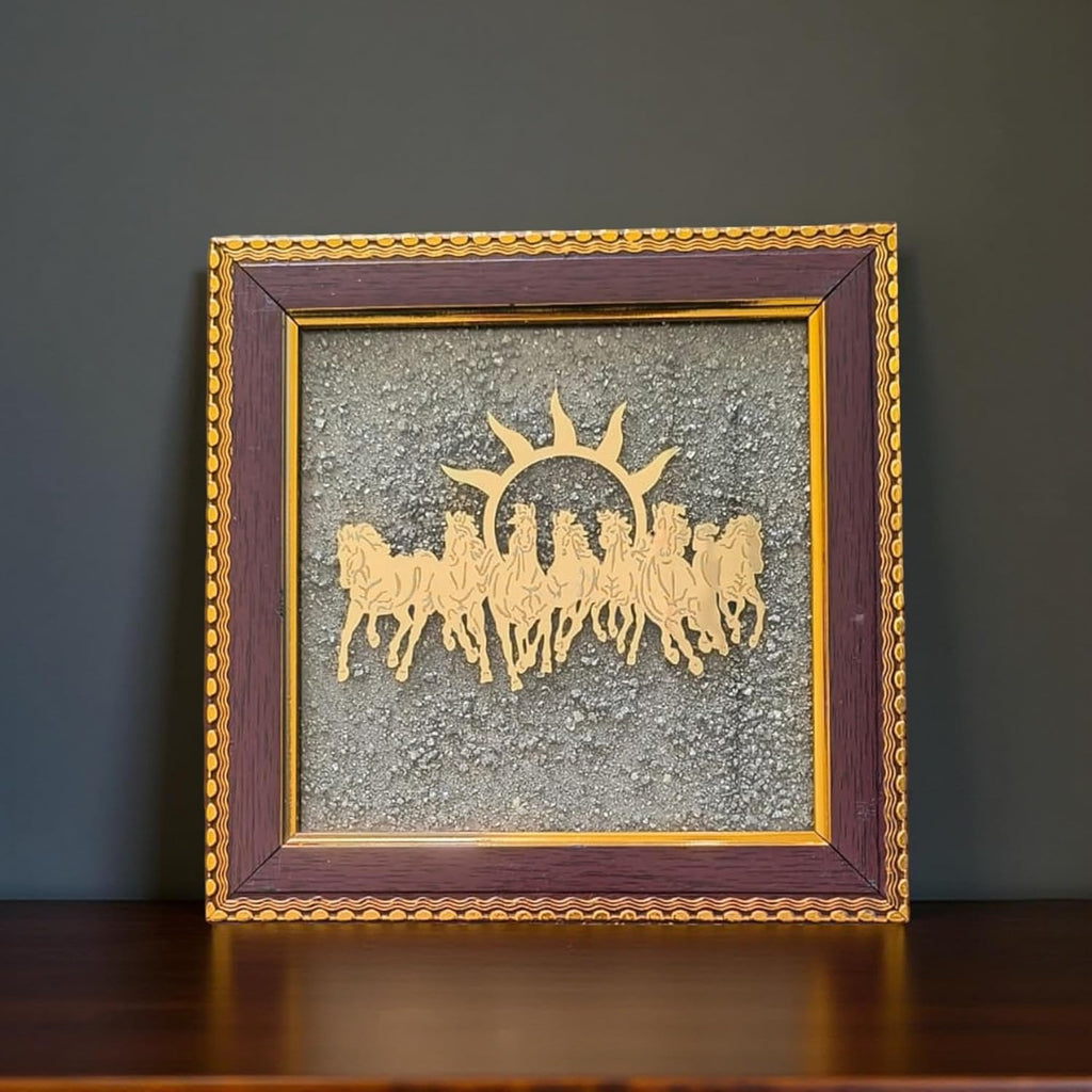 7 Horses on Raw Pyrite Frame