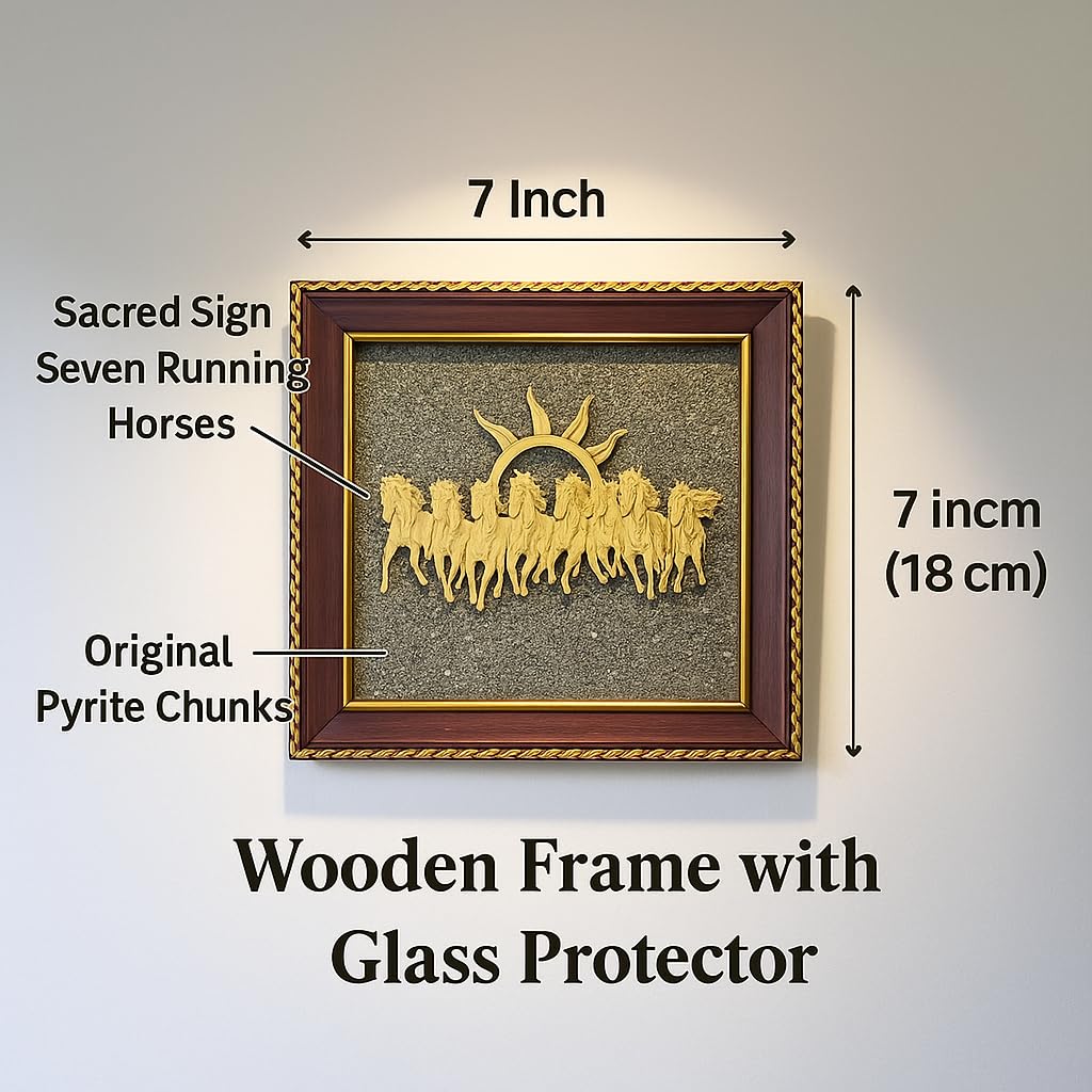 7 Horses on Raw Pyrite Frame