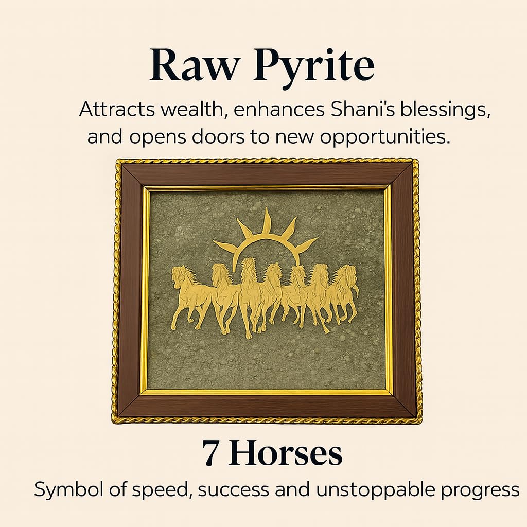 7 Horses on Raw Pyrite Frame
